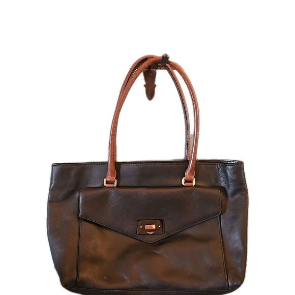 Kate Spade Post Street Halsey Large Saffiano Leather Black Tote Bag Snap Purse - Picture 1 of 16
